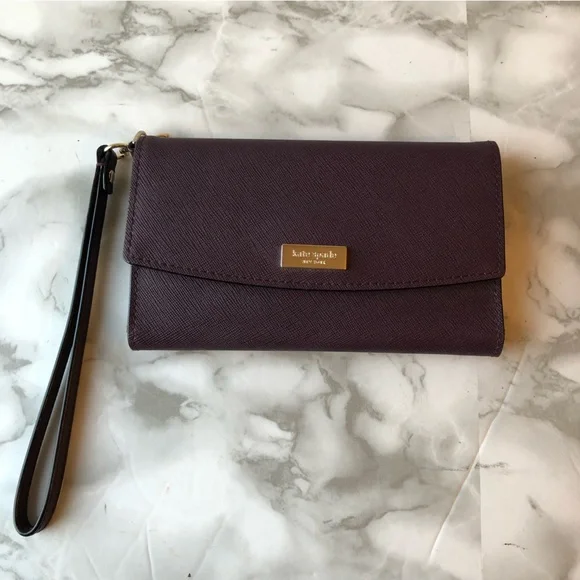 Kate Spade Plum Purple Phone Wristlet Wallet Purse Detachable Wristband Loop - Picture 2 of 15